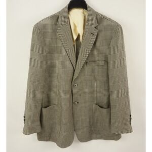 Crittenden Wool Silk Cotton Cream Black Glen Check Unstructured Jacket Men's 46R